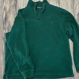 Polo by Ralph Lauren Hunter Green Quarter Zip Pullover Sweater with Blue Horse